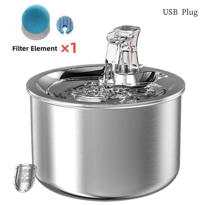 Intelligent Stainless Automatic Steel Cat Water Fountain with Sensor Filters Drinker for Dogs Feeder Pet Mute Dispenser Drinking