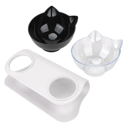 Durable Double Bowls Pet Food Water Feeder with Raised Stand Protection Cervical Non-Slip Cat Bowl Dog Bowl Cat Dogs Feeder