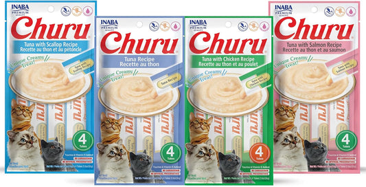 Churu Lickable Purée Natural Cat Treats (Tuna Variety Pack, 16 Tubes)