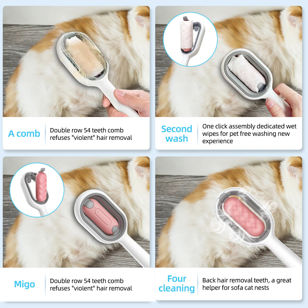 4 in 1 Pet Grooming Brush Cleaning Massage Remover Comb for Cat Dog General Supplies with Water Tank Pets Products Accessories